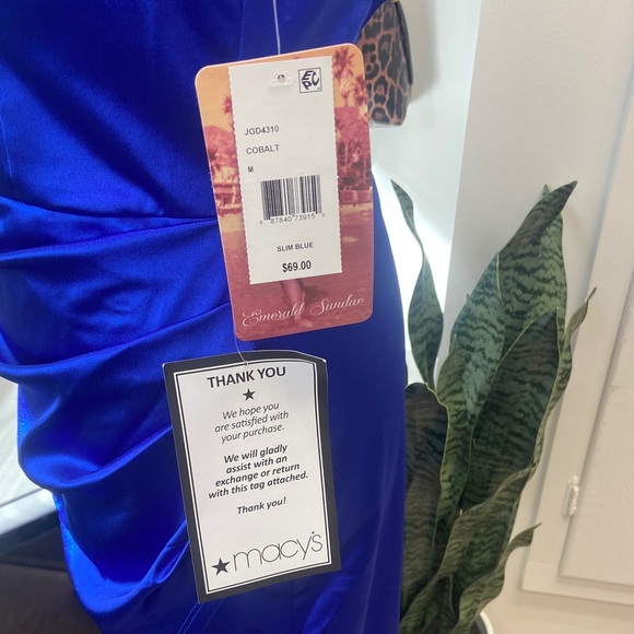 Emerald Sundae Cobalt Blue Satin Midi Dress - Picture 7 of 8